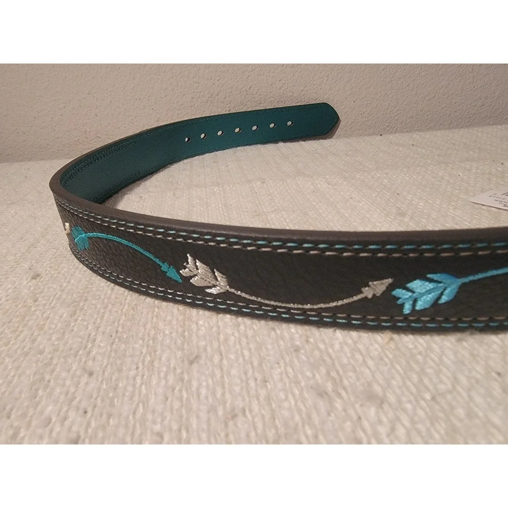 CatchFly Studio‎ Tooled Leather Belt Arrow Embroidery Girl Size Small Western